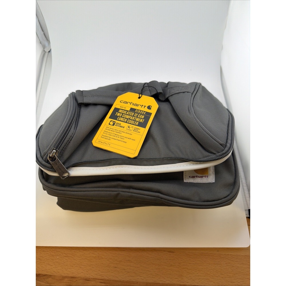 New Carhartt Fully Insulated 12 Can Two Compartment Lunch Cooler Gray